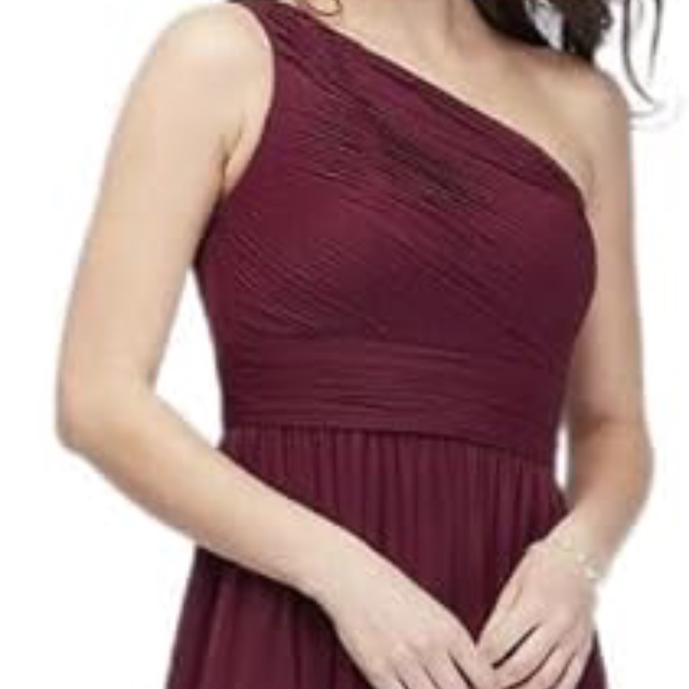 David's Bridal Micro-Pleated Mesh One-Shoulder Bridesmaid Dress Plus 22